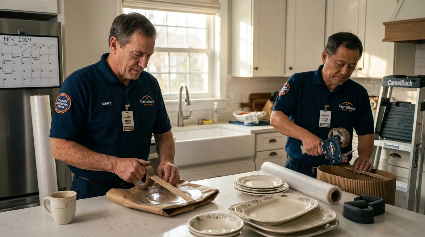 Professional crew packing kitchen dishware in Gallatin, MO
